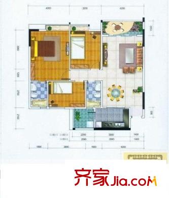 容奇麗翠苑戶型圖麗翠苑（容奇） 3室 戶型圖 3室2廳2衛(wèi)1廚