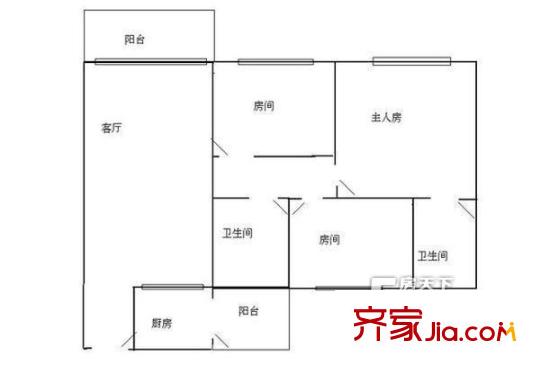 海誠名軒戶型圖3室2廳戶型圖 3室1廳2衛(wèi)1廚