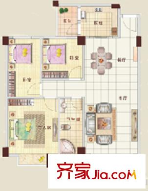 陽光嘉園戶型圖3室2廳 3室2廳2衛(wèi)1廚