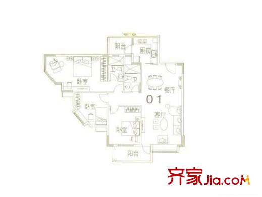 美圖別苑 3室 戶型圖