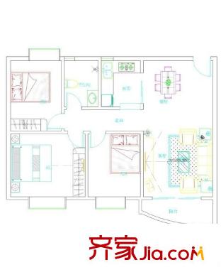 玫瑰村戶(hù)型圖3室2廳 戶(hù)型圖 3室2廳2衛(wèi)1廚