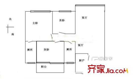 碧翠雅軒戶型圖3室2廳 戶型圖 3室2廳1衛(wèi)1廚
