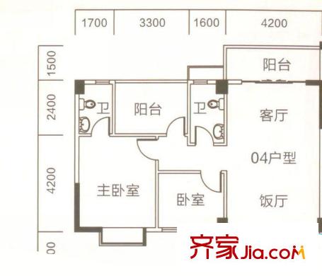 陽光嘉園戶型圖2室2廳 2室2廳2衛(wèi)1廚