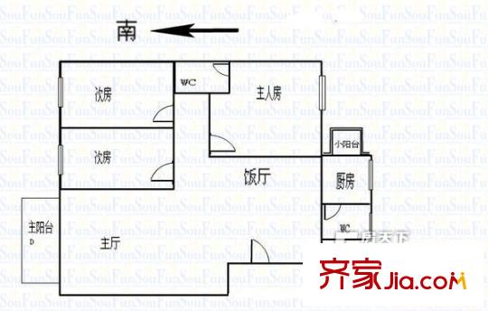 海三路小區(qū)戶型圖三室兩廳戶型圖 3室2廳2衛(wèi)1廚