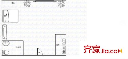 僑邦國際公寓戶型圖1室0廳 戶型圖 1室1衛(wèi)1廚