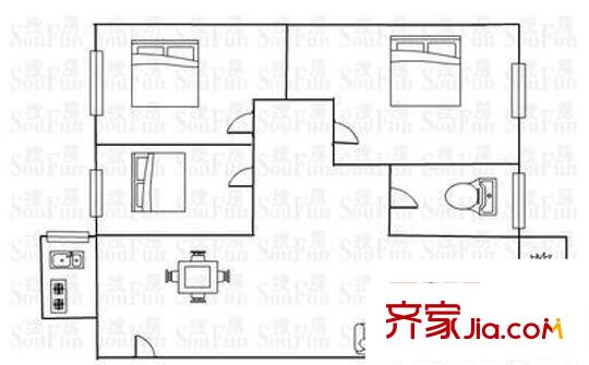慶業(yè)樓戶型圖三房兩廳戶型圖 3室1廳1衛(wèi)1廚