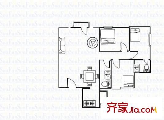 農(nóng)機(jī)站宿舍戶型圖三室兩廳戶型圖 3室2廳2衛(wèi)1廚