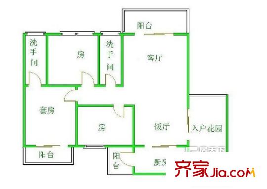 金沙城區(qū)小區(qū)戶型圖3室2廳 戶型圖 