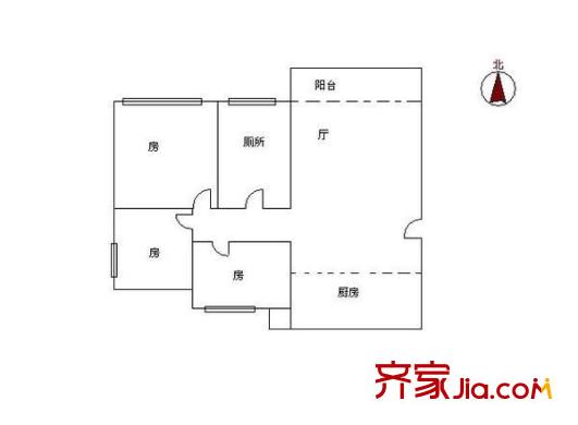 樂德居戶型圖兩室一廳戶型圖 2室1廳1衛(wèi)1廚