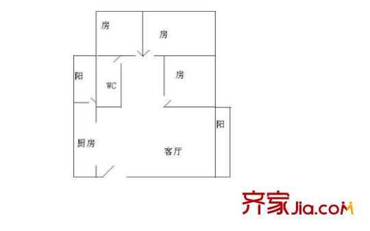 樂德居戶型圖三室兩廳戶型圖 3室2廳1衛(wèi)1廚