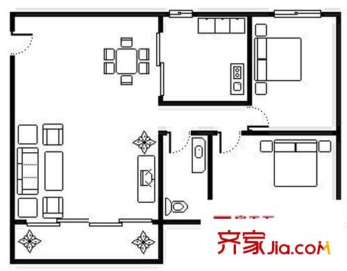 尚景苑戶型圖2室2廳戶型圖 2室2廳2衛(wèi)1廚