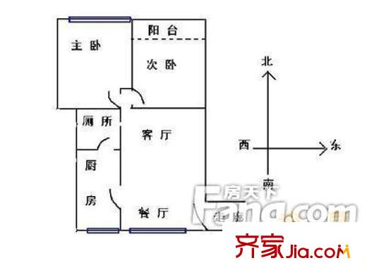 唐園東一街小區(qū)戶型圖2室2廳戶型圖 2室2廳1衛(wèi)1廚