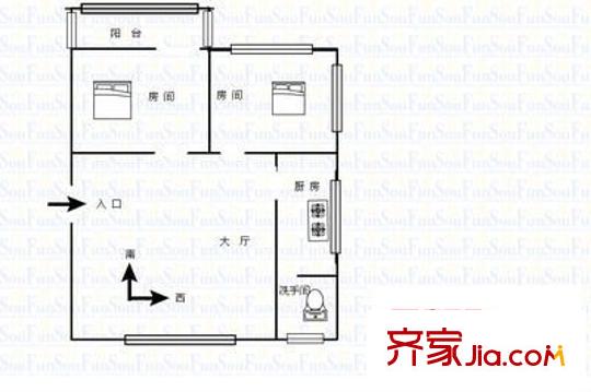 石肯桂業(yè)村 2室1廳 戶型圖