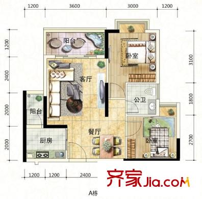 盛昌樓戶型圖2室2廳戶型圖 2室2廳1衛(wèi)1廚