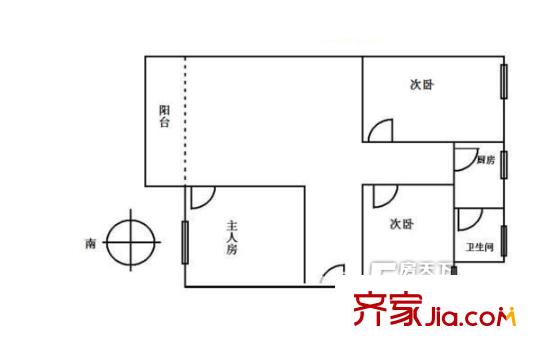 豪美大廈戶型圖3室戶型圖 3室2廳1衛(wèi)1廚