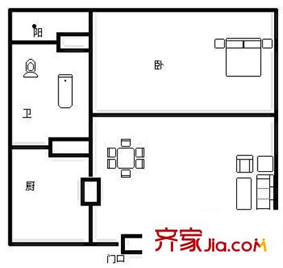僑邦國際公寓戶型圖1室1廳 戶型圖 1室1廳1衛(wèi)1廚