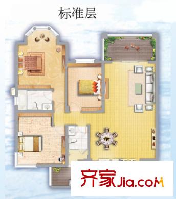 祈福湖濱花園戶型圖3室2廳 戶型圖 3室2廳1衛(wèi)1廚