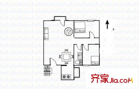 民富路小區(qū) 2室 戶型圖