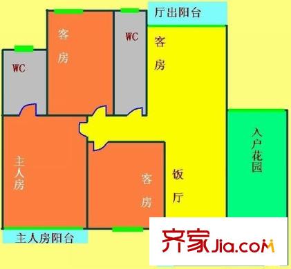 樂(lè)桃居戶型圖3室2廳戶型圖 3室2廳2衛(wèi)1廚