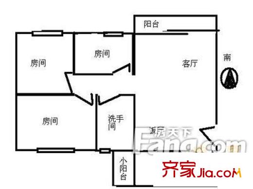 順德碧桂園中北區(qū)戶型圖3室2廳戶型圖 3室2廳1衛(wèi)1廚