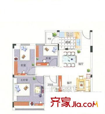 家樂村戶型圖3室2廳戶型圖 3室2廳2衛(wèi)1廚