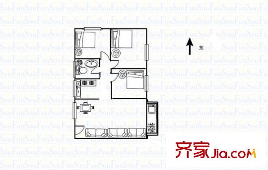 恒業(yè)豪庭戶型圖三室兩廳戶型圖 3室2廳2衛(wèi)1廚