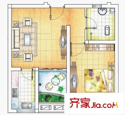 俊景花園B區(qū)戶型圖三室一廳戶型圖 3室1廳2衛(wèi)1廚