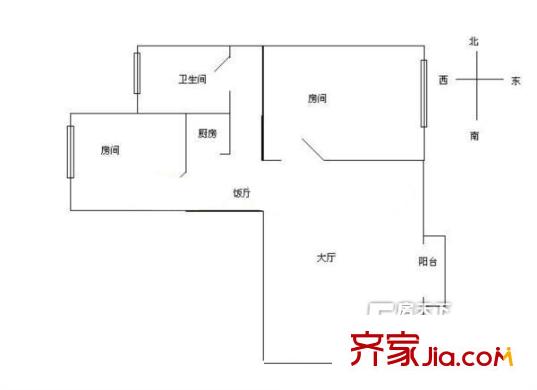 文沙東小區(qū)戶型圖2室2廳 2室2廳1衛(wèi)1廚