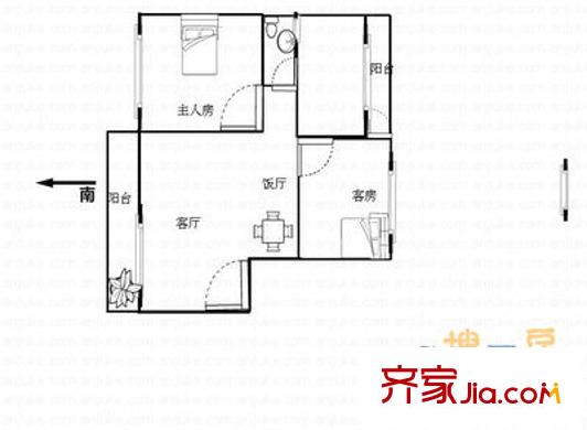 唐園東一街小區(qū)戶型圖2室2廳戶型圖 2室2廳1衛(wèi)1廚
