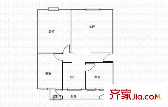 南新二路小區(qū) 3室 戶型圖