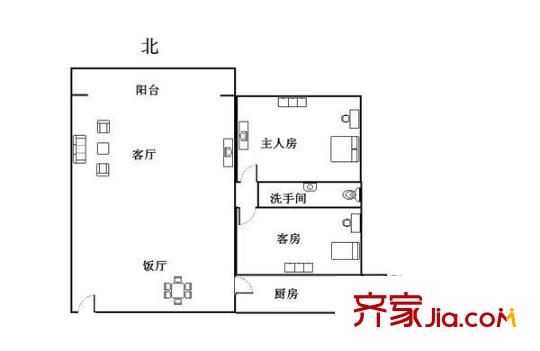 民富路小區(qū) 2室 戶型圖