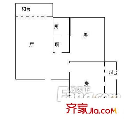 后龍西街小區(qū)戶型圖2室1廳戶型圖 2室1廳1衛(wèi)1廚