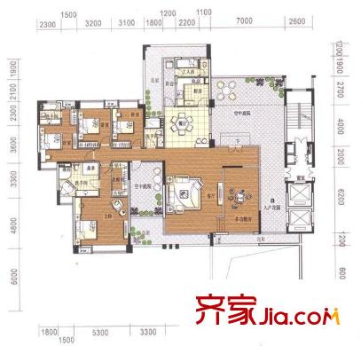 海畔嘉苑戶型圖4室2廳 戶型圖  4室2廳2衛(wèi)1廚