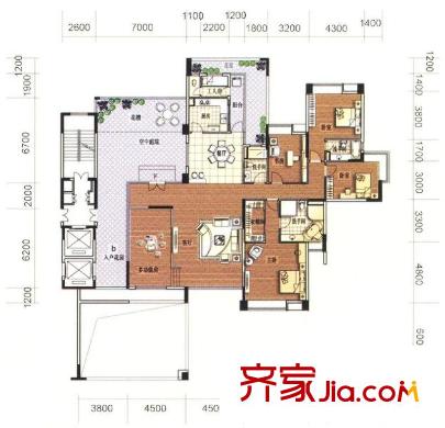海畔嘉苑戶型圖10棟偶數(shù)層B02 5室2廳