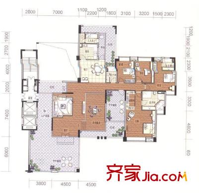 海畔嘉苑戶型圖4室2廳 戶型圖  4室2廳1衛(wèi)1廚
