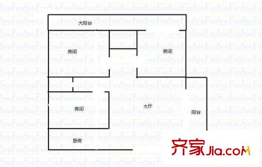 金葉花園 3室 戶型圖