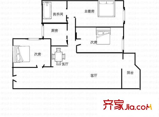 金葉花園 3室 戶型圖