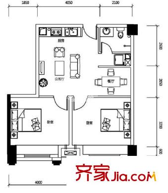錦繡一村 2室 戶型圖