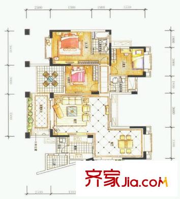 后龍西街小區(qū)戶型圖3室2廳戶型圖 3室2廳2衛(wèi)1廚