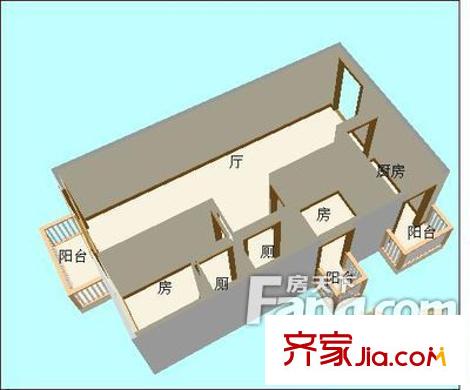 恒業(yè)豪庭戶(hù)型圖兩室一廳戶(hù)型圖 2室1廳2衛(wèi)1廚