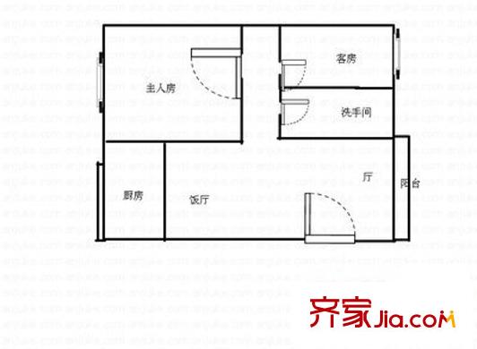 恒業(yè)豪庭戶(hù)型圖兩室兩廳戶(hù)型圖 2室2廳2衛(wèi)1廚