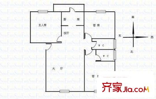 東升內(nèi)街小區(qū)戶型圖東升小區(qū) 3室2廳 戶型圖 3室2廳1衛(wèi)1廚