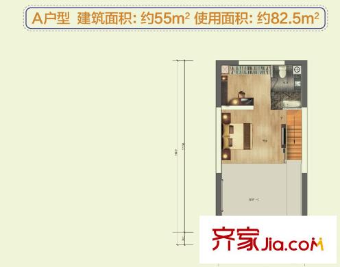 珠江科技數(shù)碼城A戶型二層（55平方米） 2室1衛(wèi)