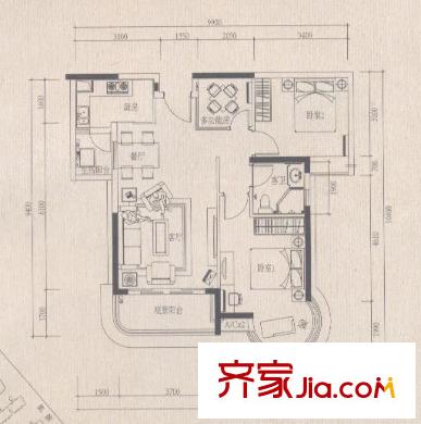 珠江科技數(shù)碼城凱悅庭AB座02單位 3室2廳1衛(wèi)1廚