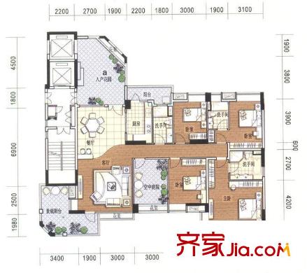 海畔嘉苑戶型圖4室2廳 戶型圖  4室2廳2衛(wèi)1廚
