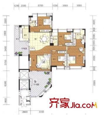 海畔嘉苑戶型圖4室2廳 戶型圖  4室2廳1衛(wèi)1廚