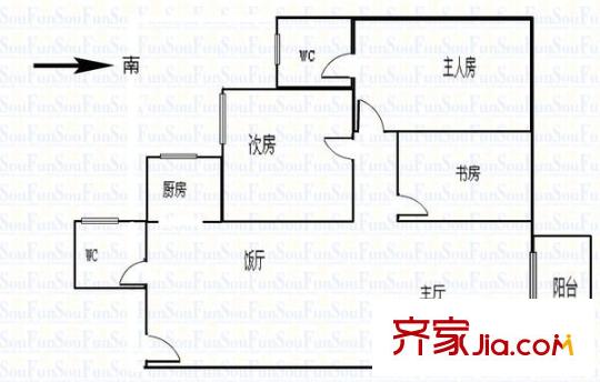 金葉花園 3室 戶型圖