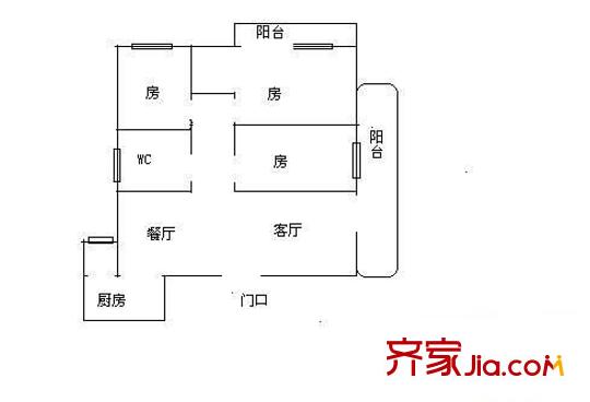 金葉花園 3室 戶型圖