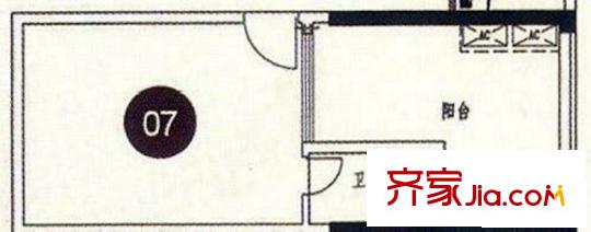 金茂華美達廣場戶型圖3號樓標準層07 08 15 16戶型 1室1衛(wèi)