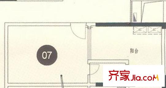 金茂華美達(dá)廣場(chǎng)戶型圖2號(hào)樓標(biāo)準(zhǔn)層07 08 15 16戶型 1室1衛(wèi)
